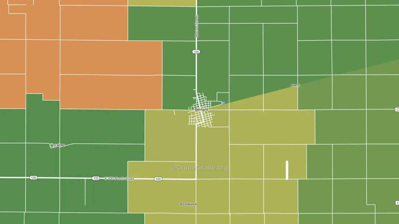 Bement, IL Map of Vandalism Rates