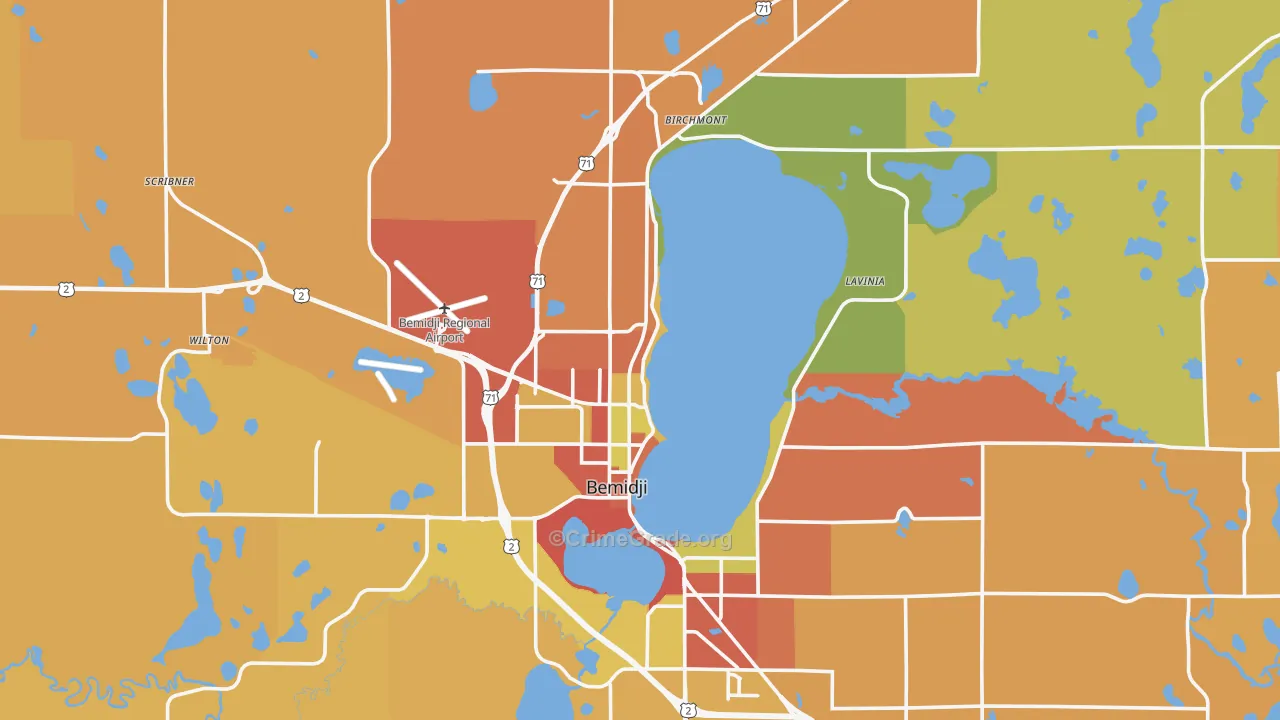 Bemidji, MN Map of Vandalism Rates