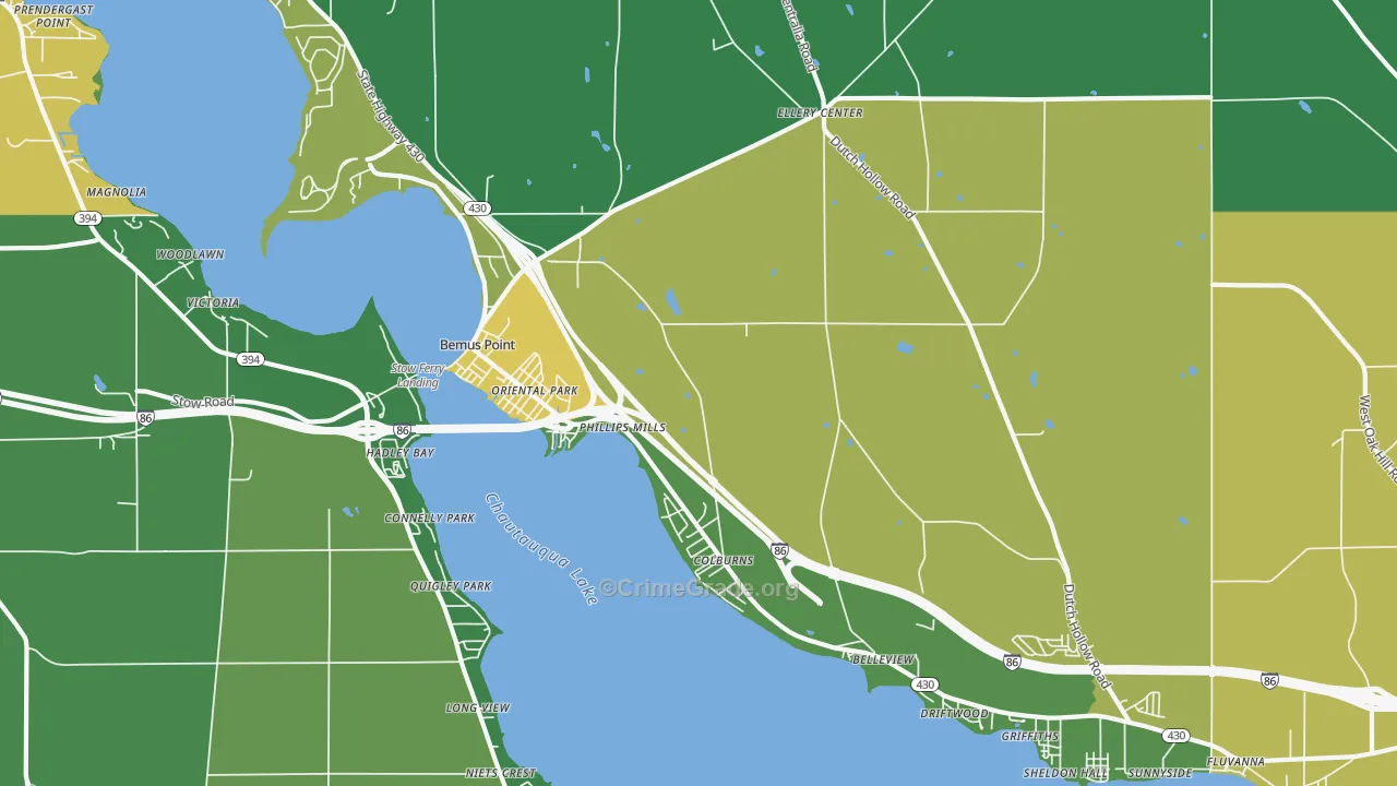 Bemus Point, NY Map of Vandalism Rates