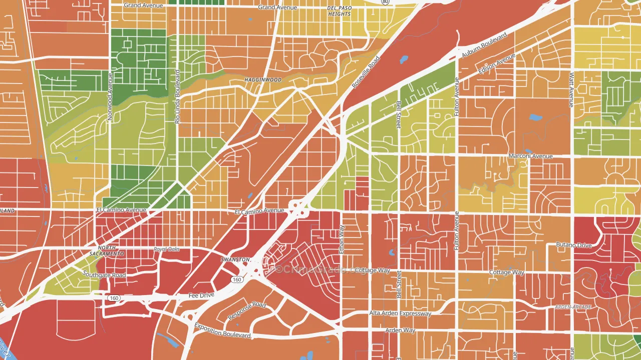 Ben Ali, Sacramento, CA Map of Vandalism Rates