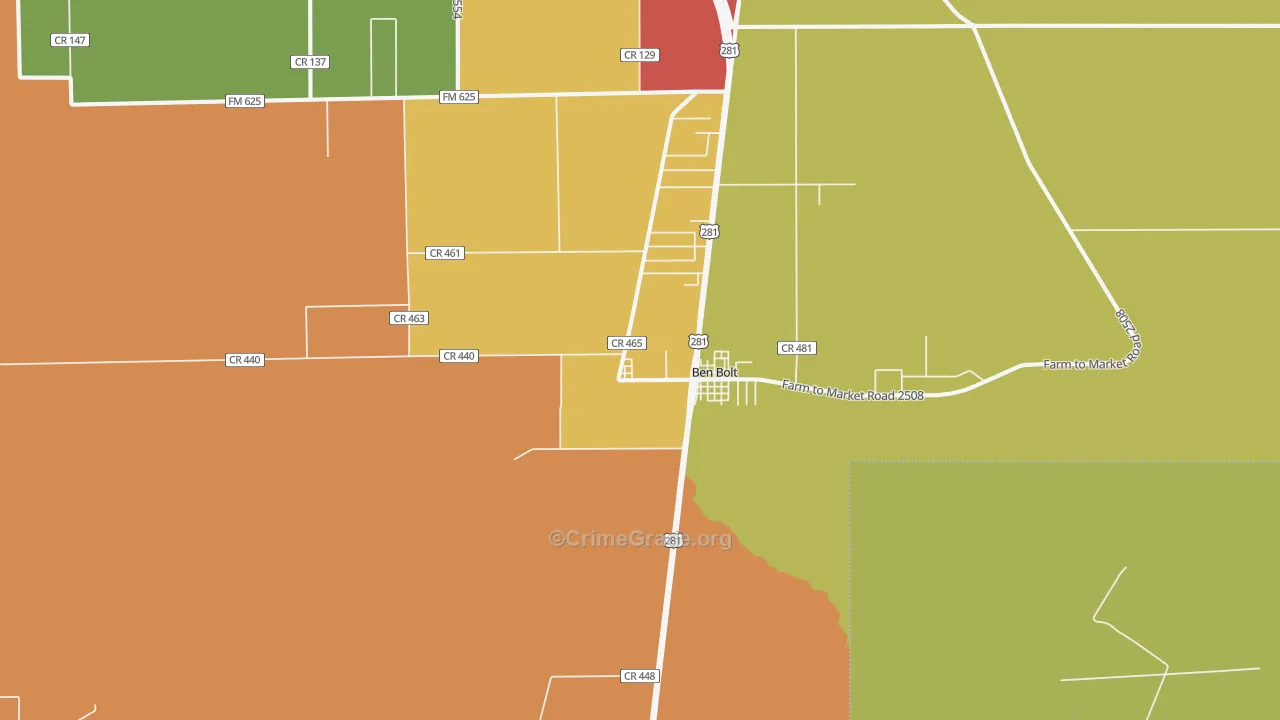 Ben Bolt, TX Map of Vandalism Rates