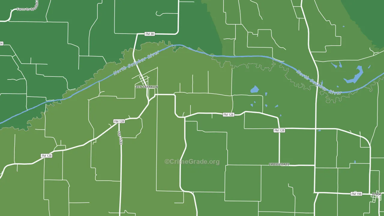 Ben Franklin, TX Map of Vandalism Rates