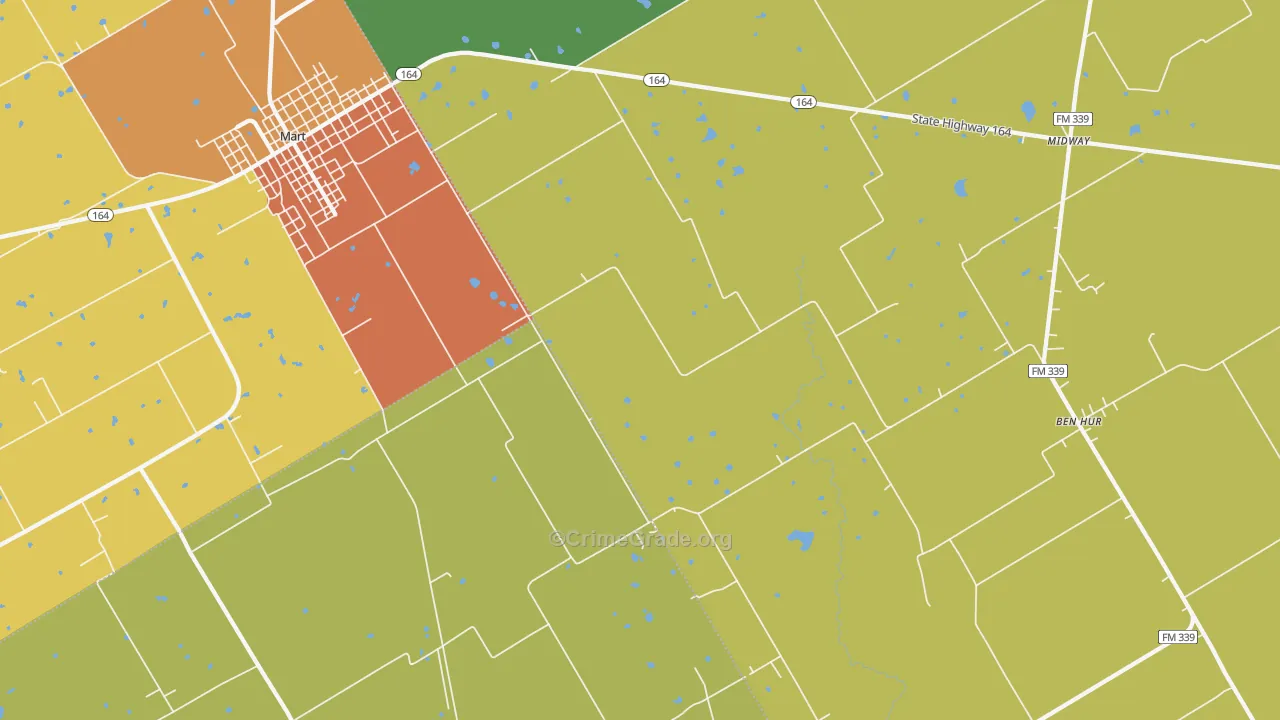 Ben Hur, TX Map of Vandalism Rates
