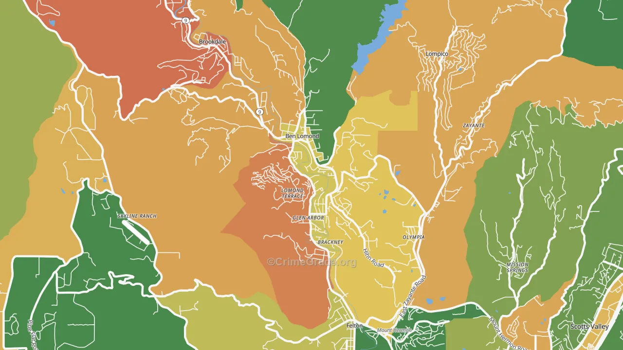 Ben Lomond, CA Map of Vandalism Rates