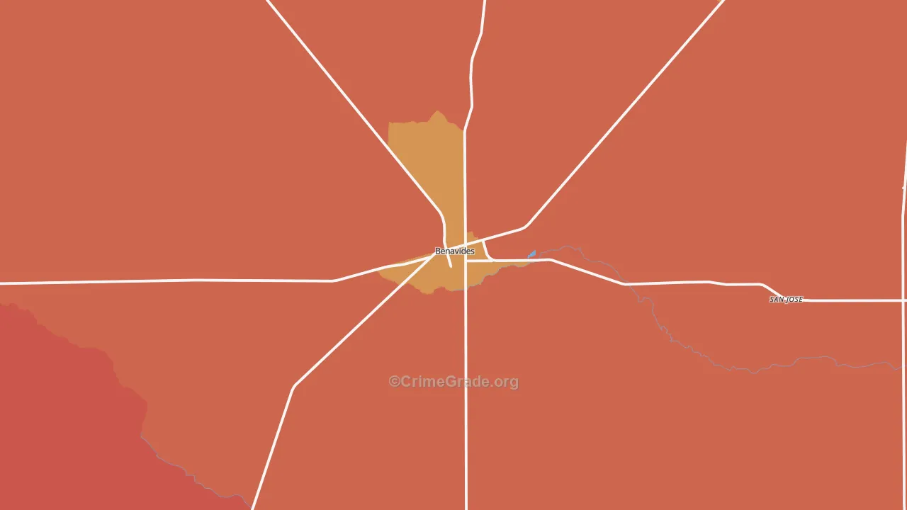 Benavides, TX Map of Vandalism Rates
