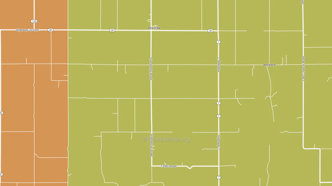Bendena, KS Map of Vandalism Rates