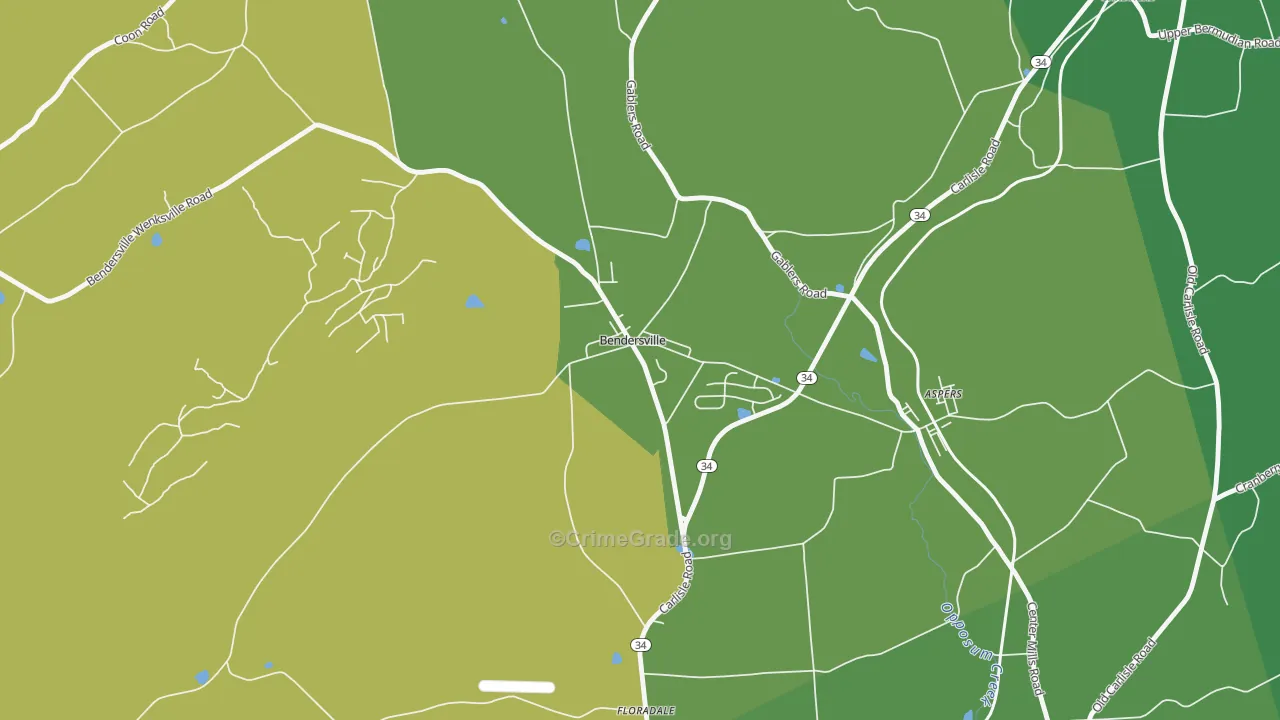 Bendersville, PA Map of Vandalism Rates