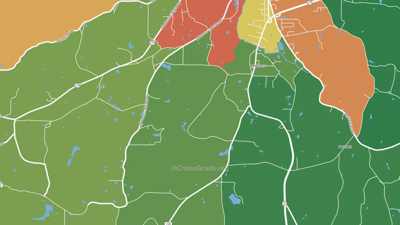 Benedict, GA Map of Vandalism Rates