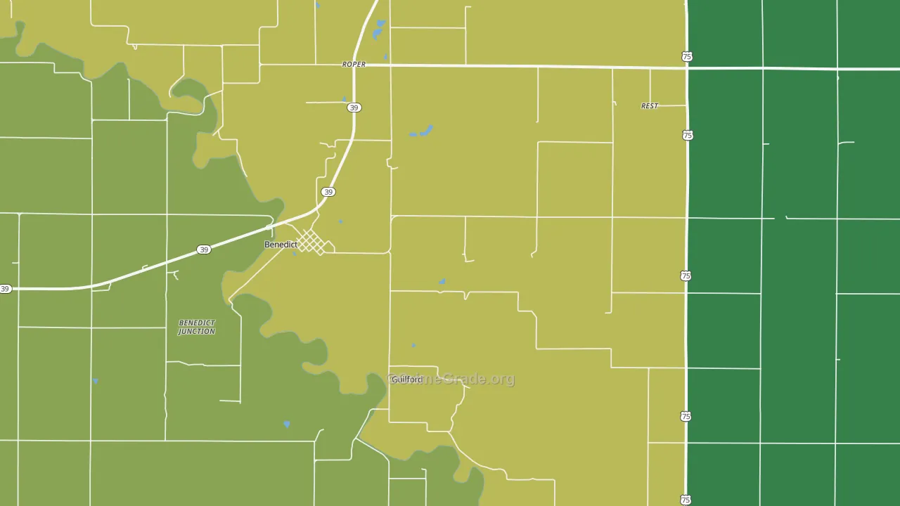 Benedict, KS Map of Vandalism Rates