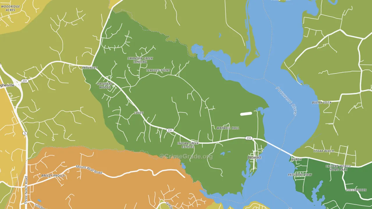 Benedict, MD Map of Vandalism Rates