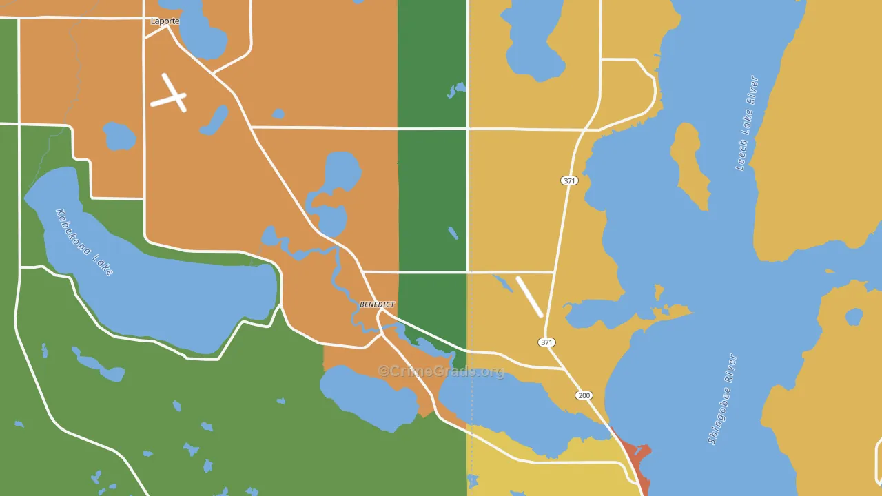 Benedict, MN Map of Vandalism Rates