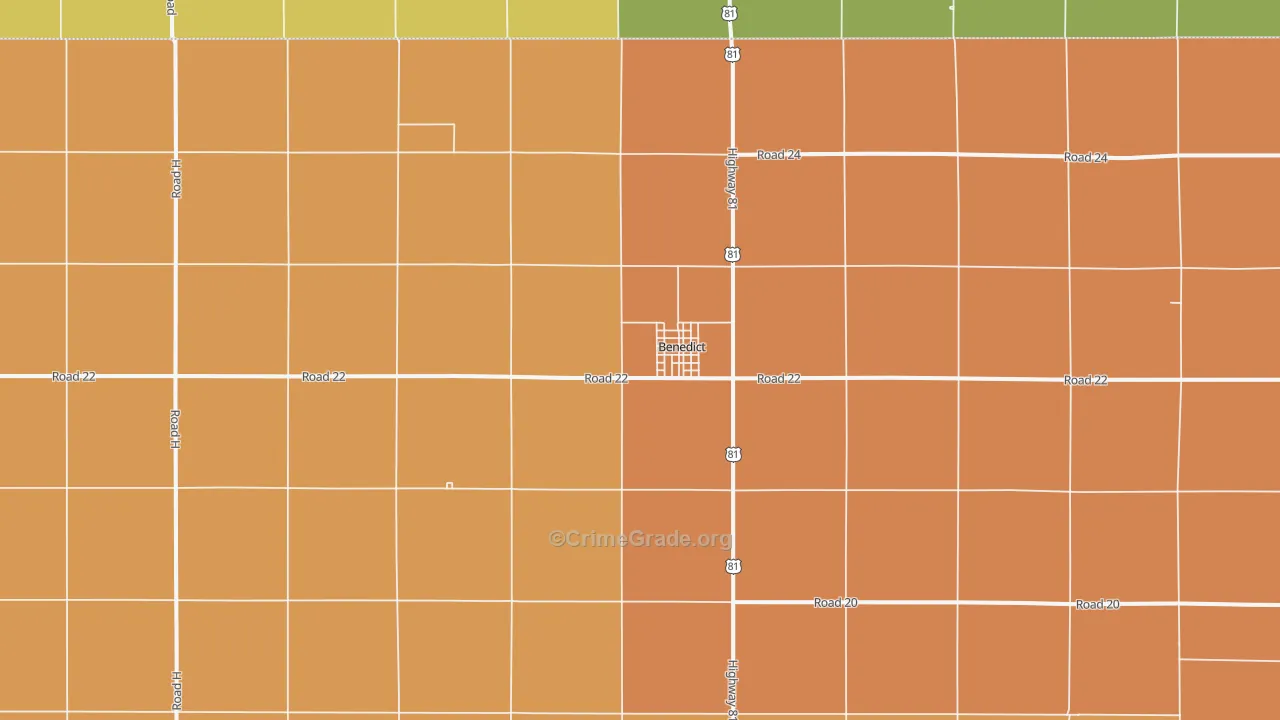 Benedict, NE Map of Vandalism Rates