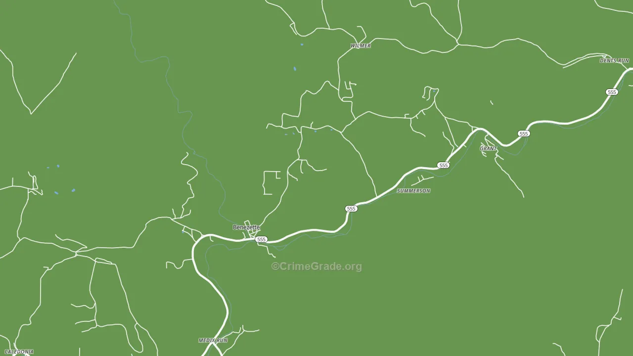 Benezett, PA Map of Vandalism Rates