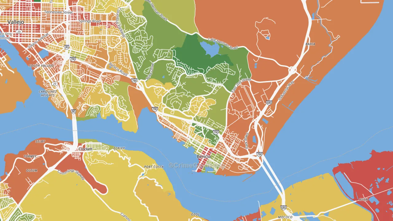 Benicia, CA Map of Vandalism Rates