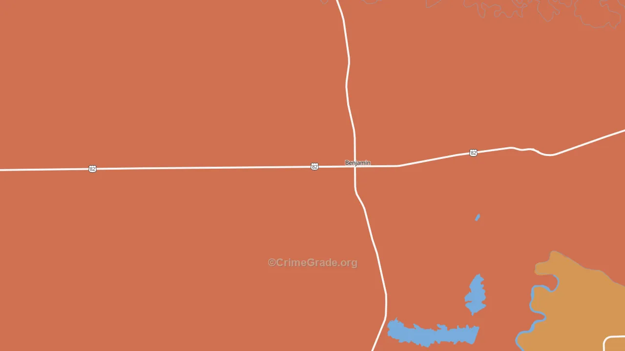 Benjamin, TX Map of Vandalism Rates