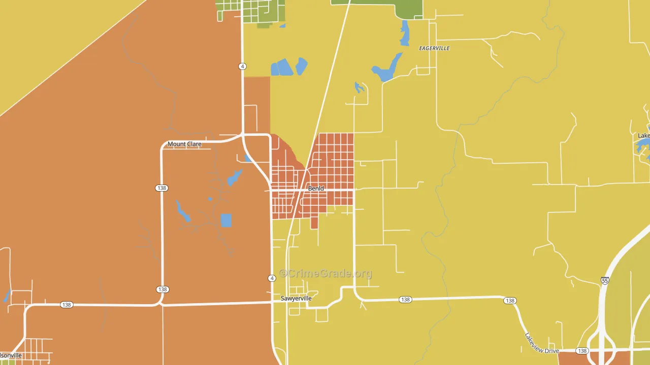Benld, IL Map of Vandalism Rates