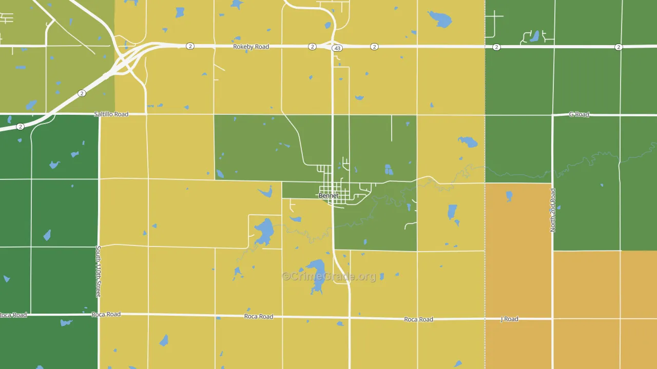 Bennet, NE Map of Vandalism Rates