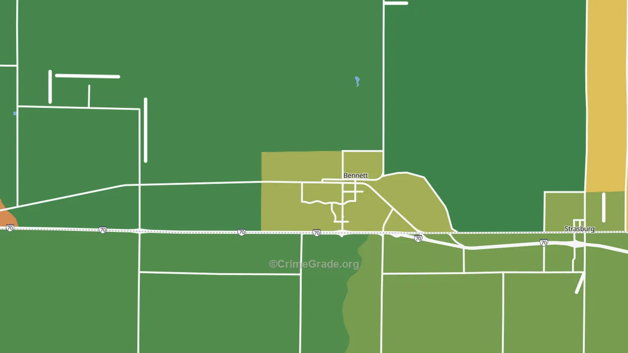 Bennett, CO Map of Vandalism Rates