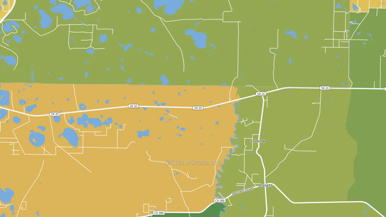 Bennett, FL Map of Vandalism Rates
