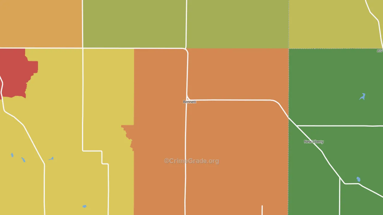 Bennett, IA Map of Vandalism Rates