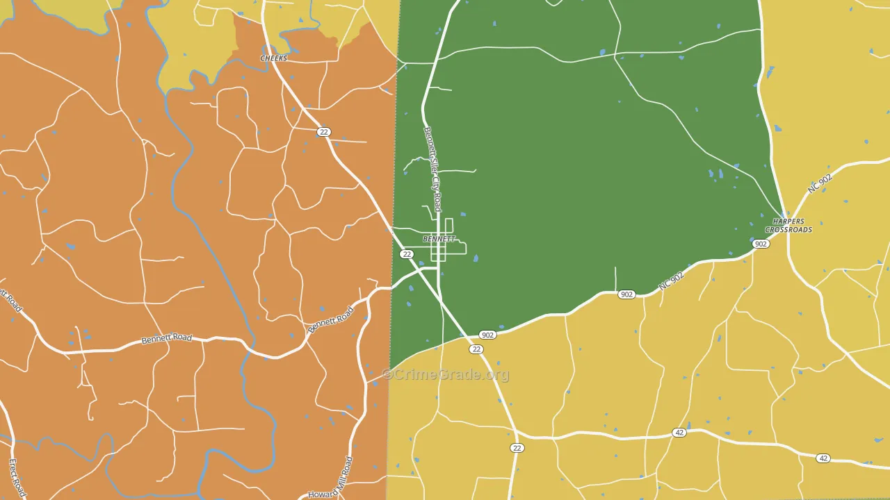 Bennett, NC Map of Vandalism Rates