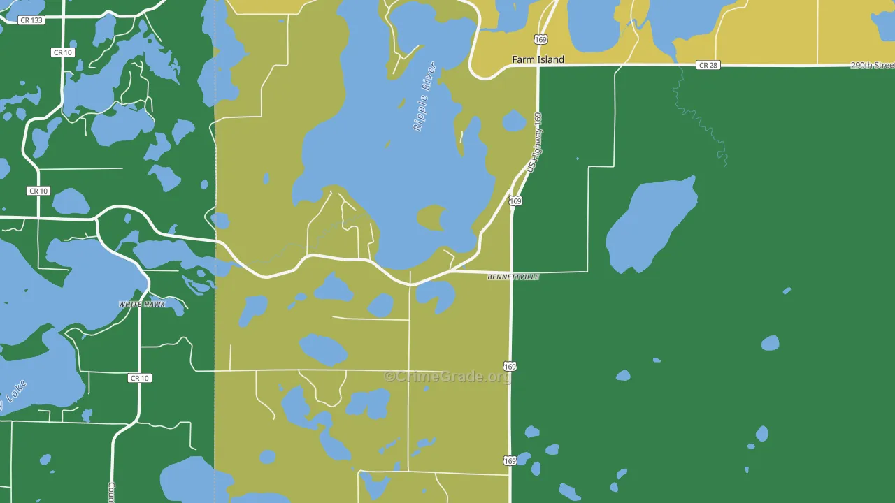 Bennettville, MN Map of Vandalism Rates