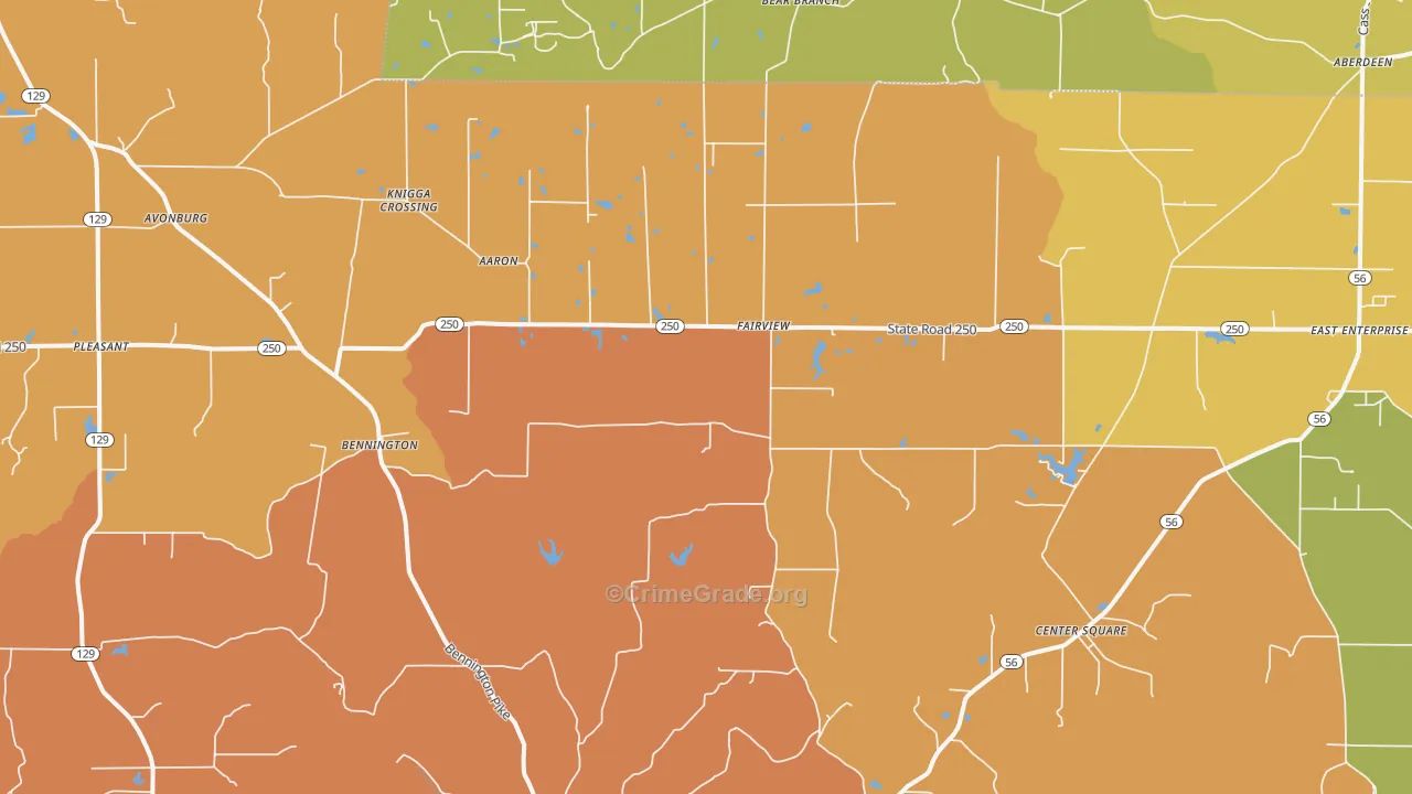 Bennington, IN Map of Vandalism Rates