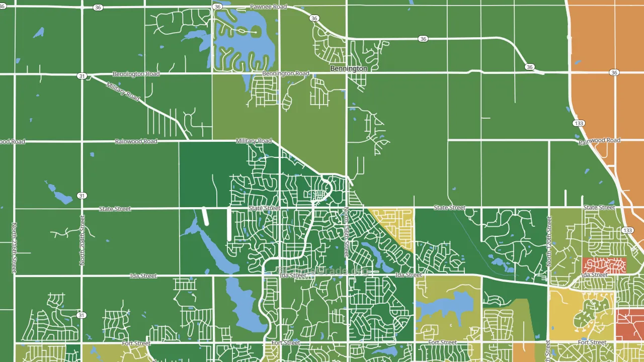 Bennington, NE Map of Vandalism Rates