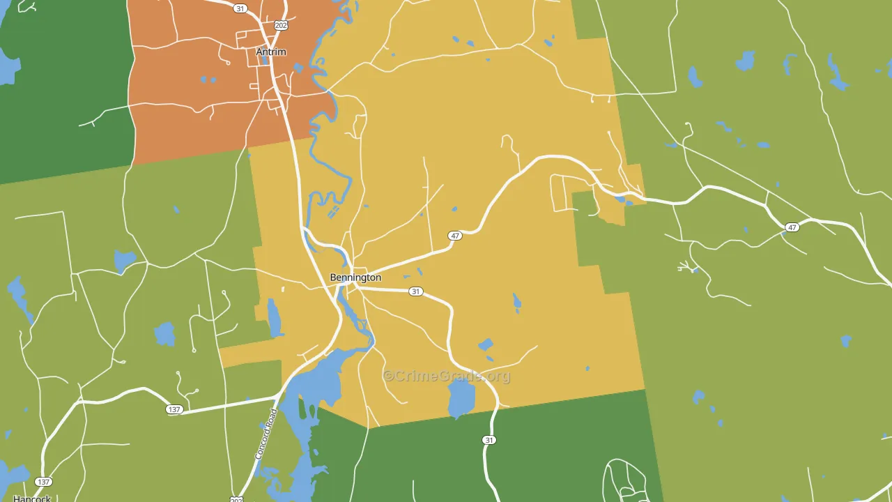 Bennington, NH Map of Vandalism Rates