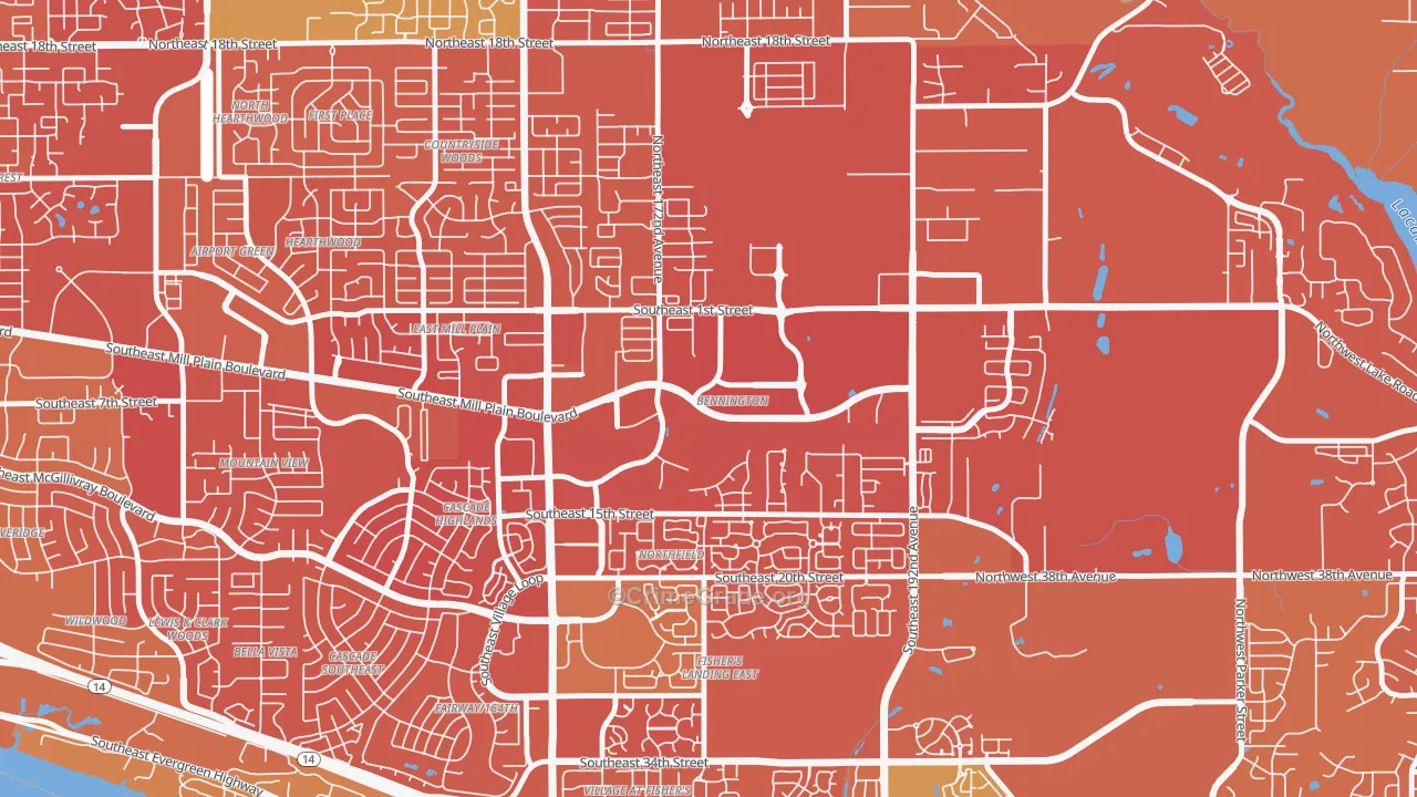 Bennington, Vancouver, WA Map of Vandalism Rates