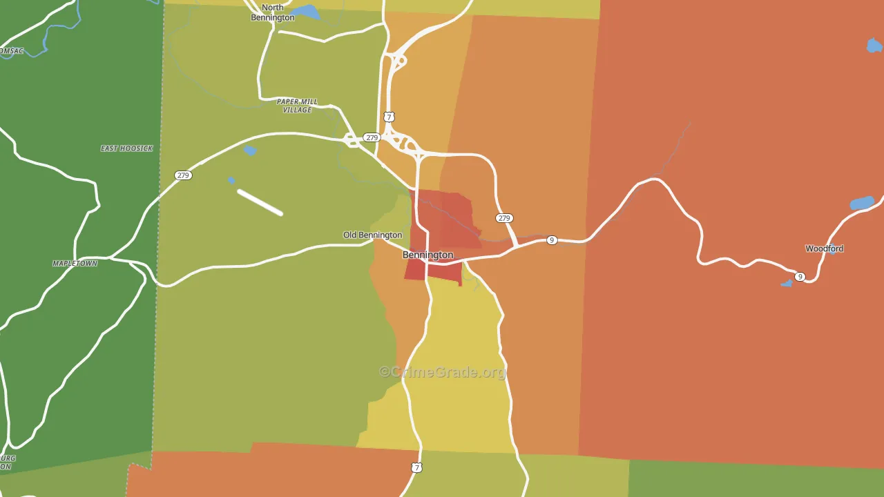 Bennington, VT Map of Vandalism Rates