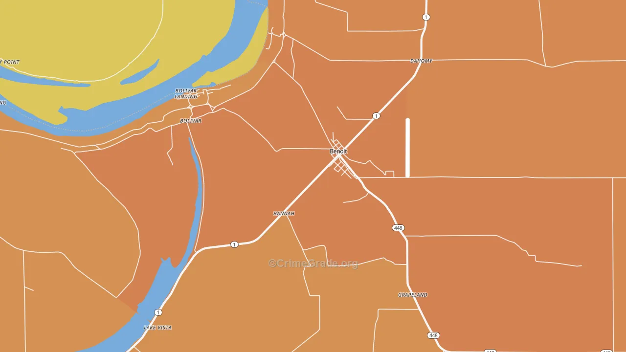 Benoit, MS Map of Vandalism Rates