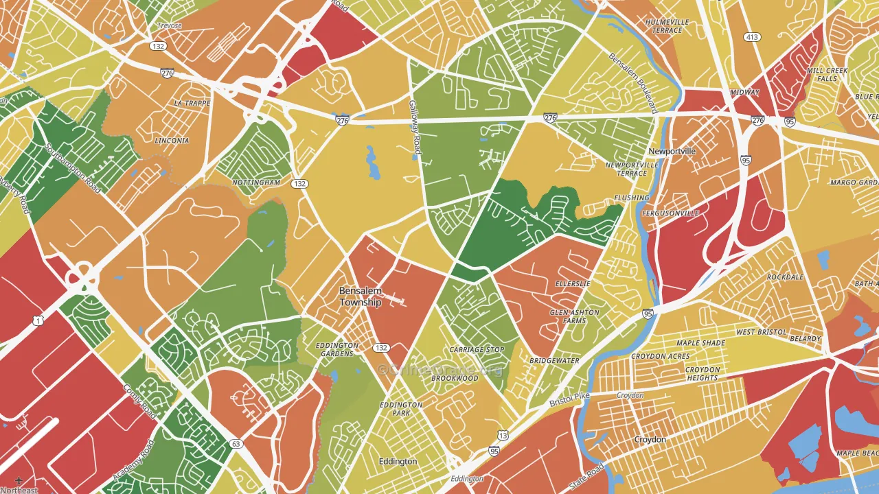 Bensalem, PA Map of Vandalism Rates