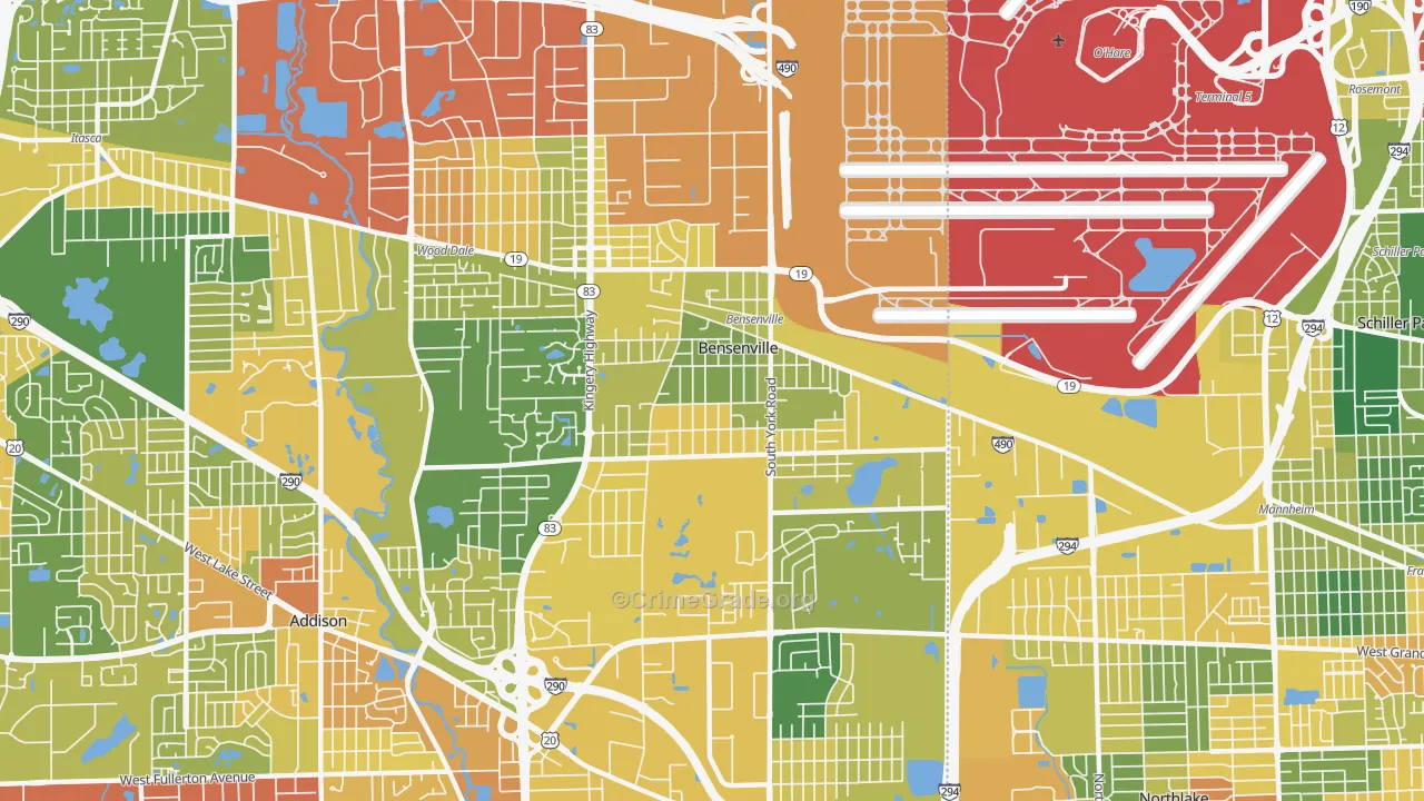 Bensenville, IL Map of Vandalism Rates