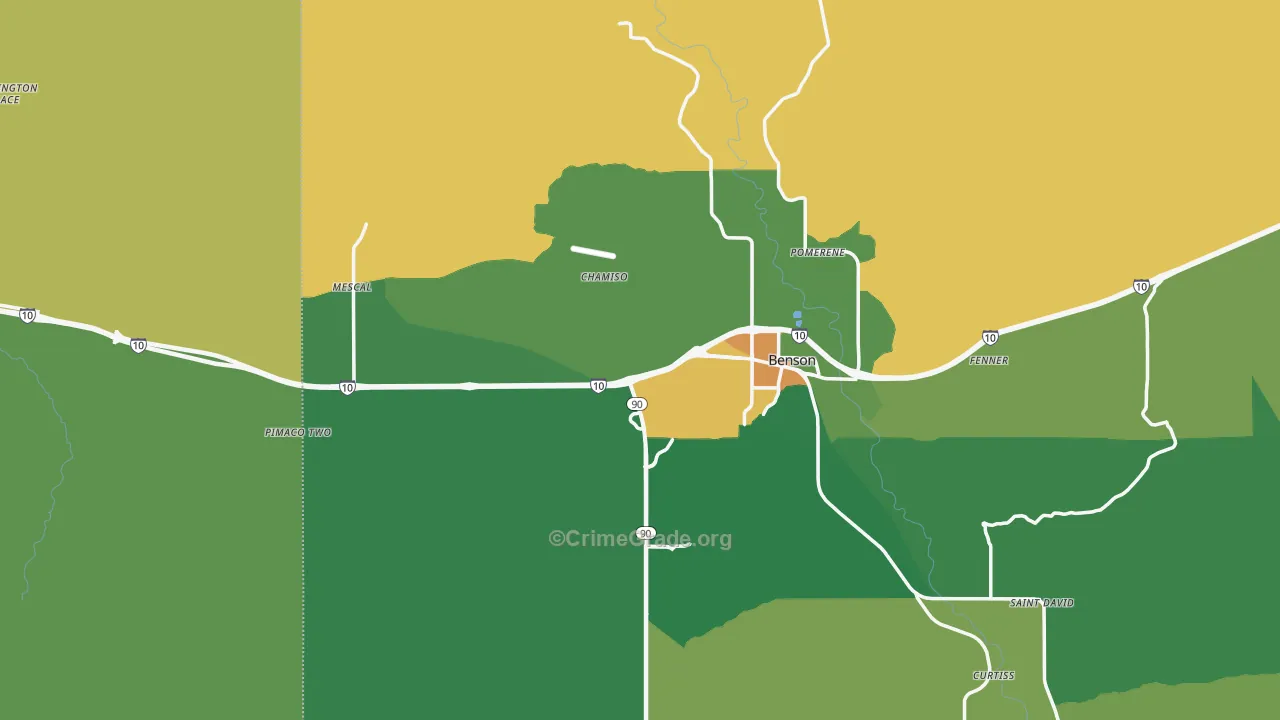 Benson, AZ Map of Vandalism Rates