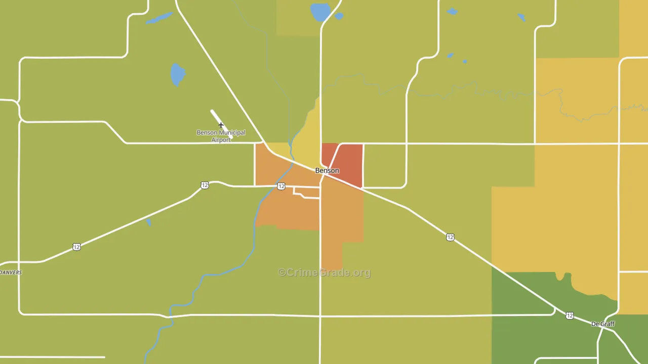 Benson, MN Map of Vandalism Rates