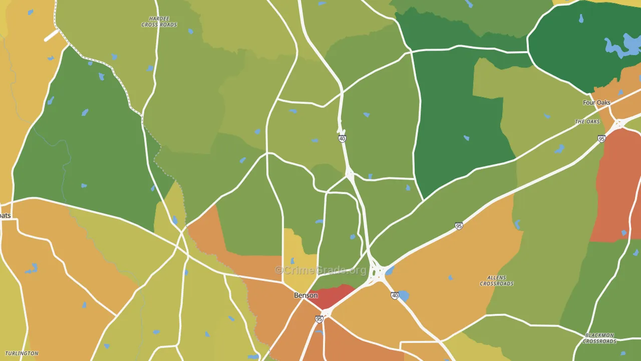Benson, NC Map of Vandalism Rates