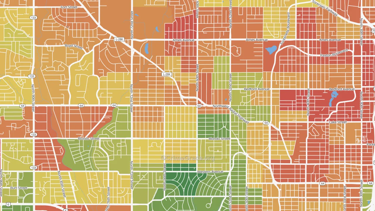 Benson, Omaha, NE Map of Vandalism Rates