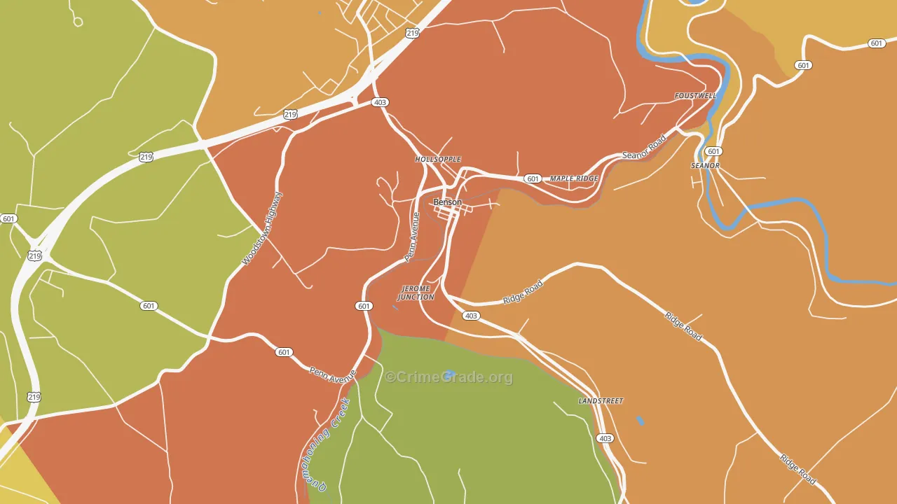 Benson, PA Map of Vandalism Rates