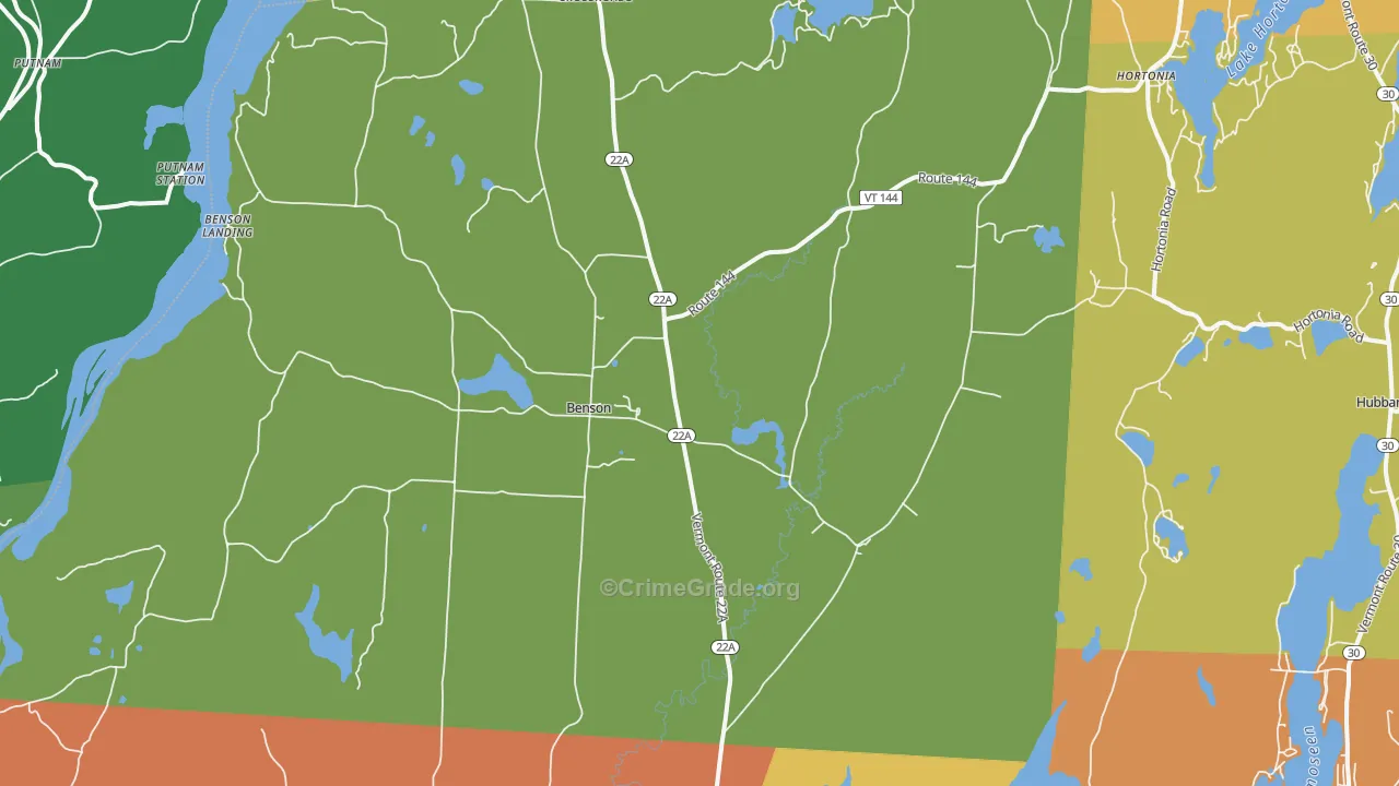 Benson, VT Map of Vandalism Rates