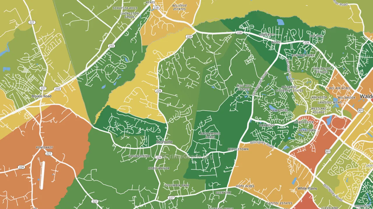 Bensville, Waldorf, MD Map of Vandalism Rates