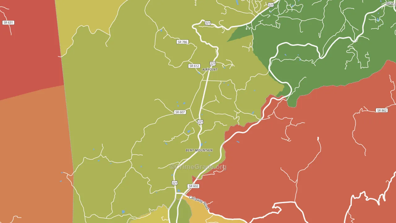 Bent Mountain, VA Map of Vandalism Rates