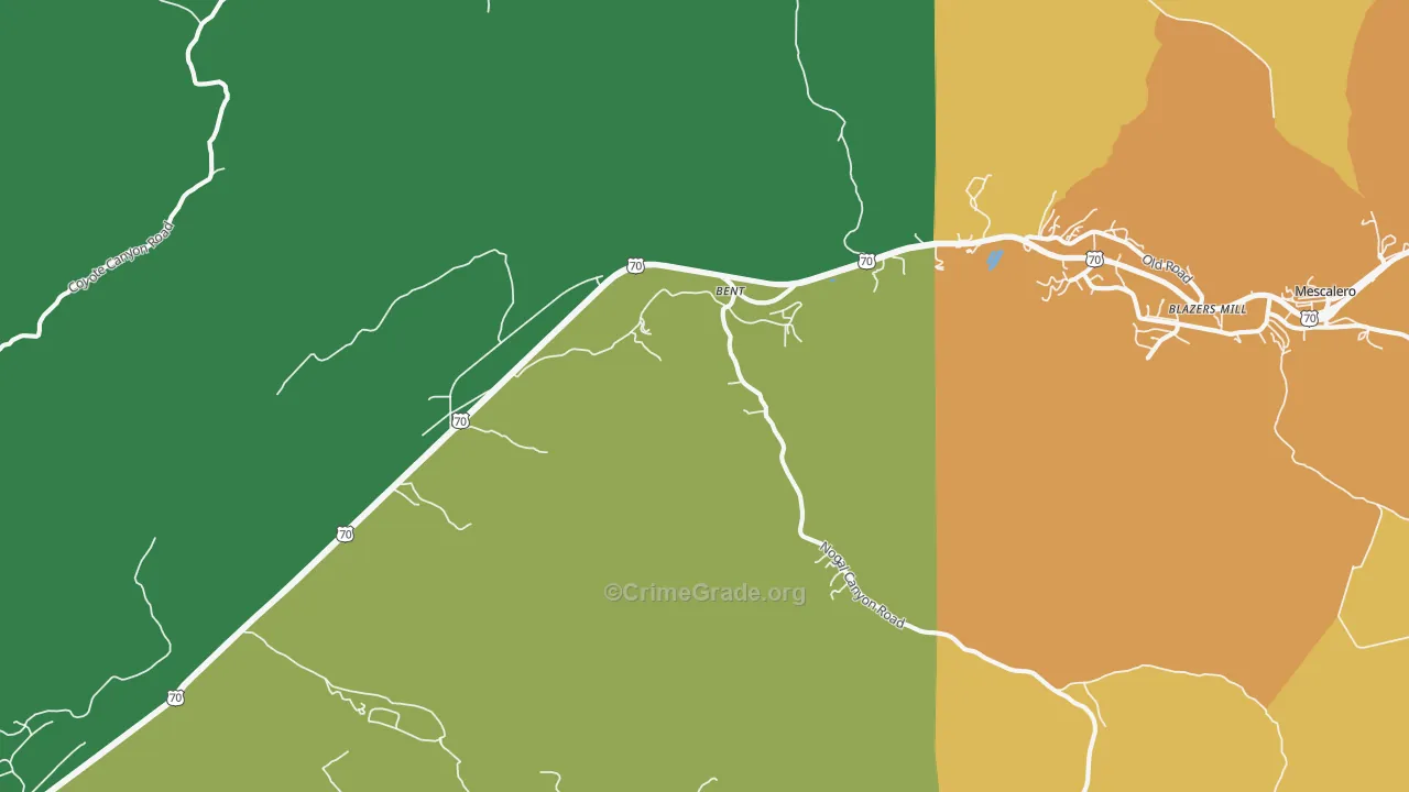Bent, NM Map of Vandalism Rates