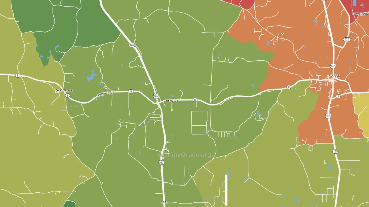 Bentley, LA Map of Vandalism Rates