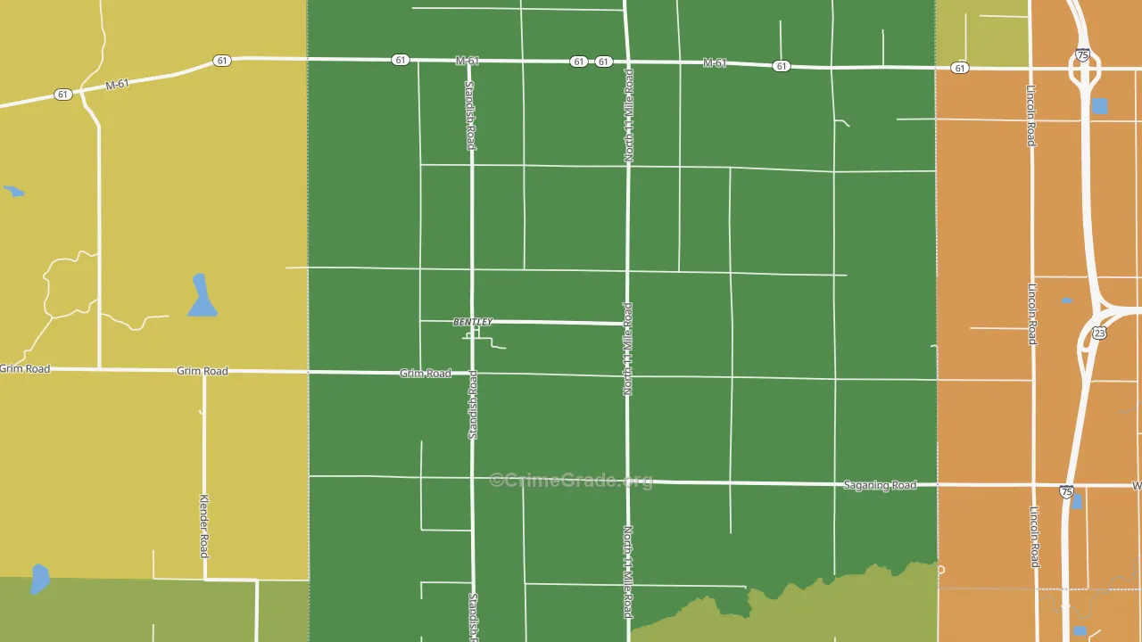 Bentley, MI Map of Vandalism Rates