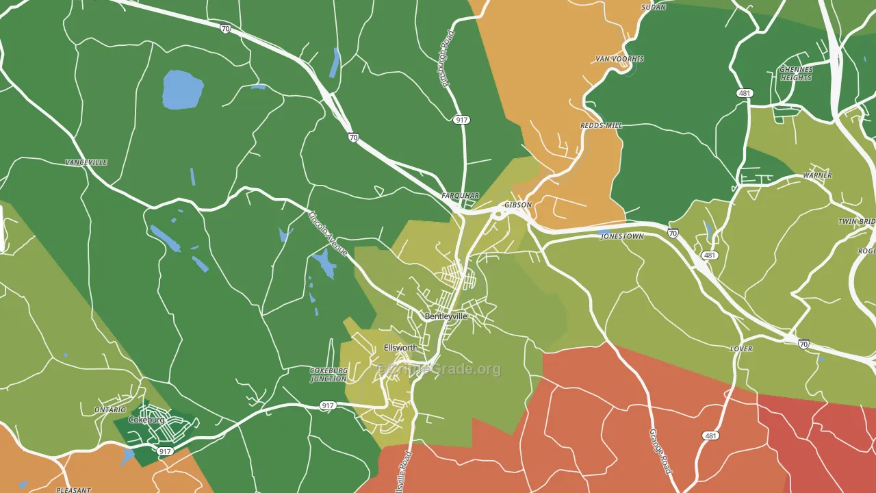 Bentleyville, PA Map of Vandalism Rates