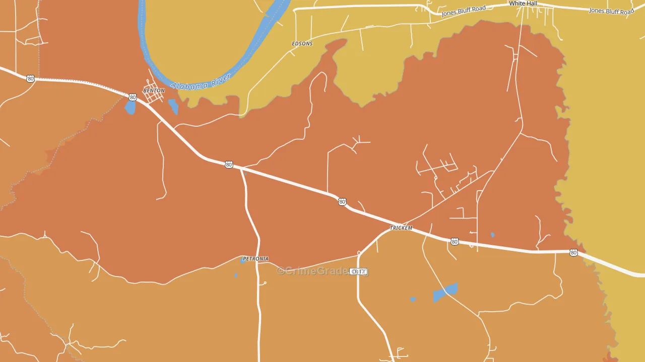 Benton, AL Map of Vandalism Rates