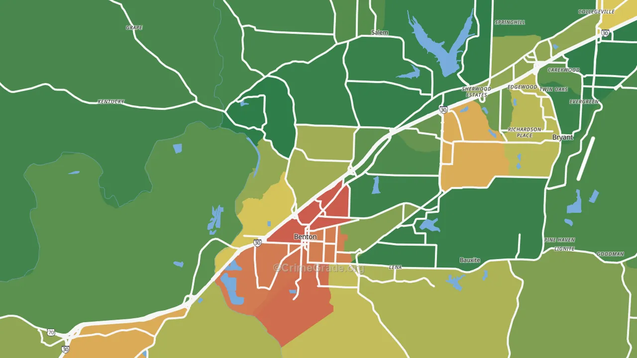 Benton, AR Map of Vandalism Rates