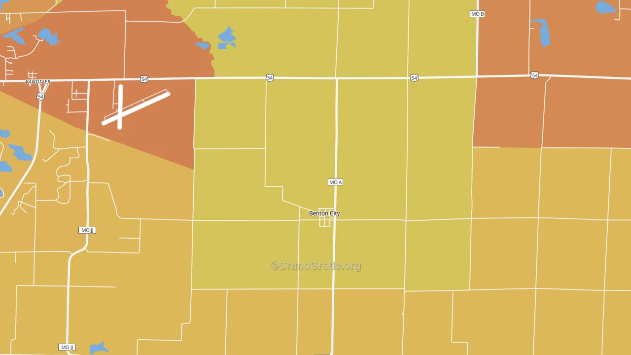 Benton City, MO Map of Vandalism Rates