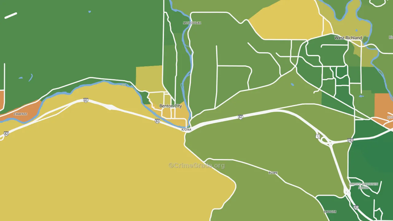 Benton City, WA Map of Vandalism Rates